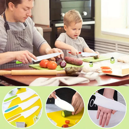 Kids Safety Cooking Cutter Set - Plastic Knives & Peeler Tools