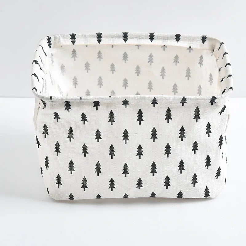 Foldable Cotton Linen Mini Storage Basket