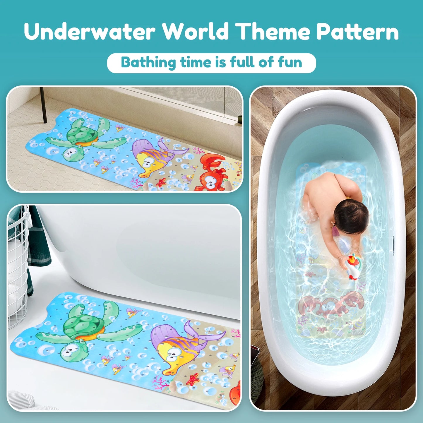 Non-Slip Cartoon Sea World Baby Bath Mat