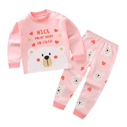 Cartoon Kids' Pajama Set: Cozy Autumn & Winter Sleepwear