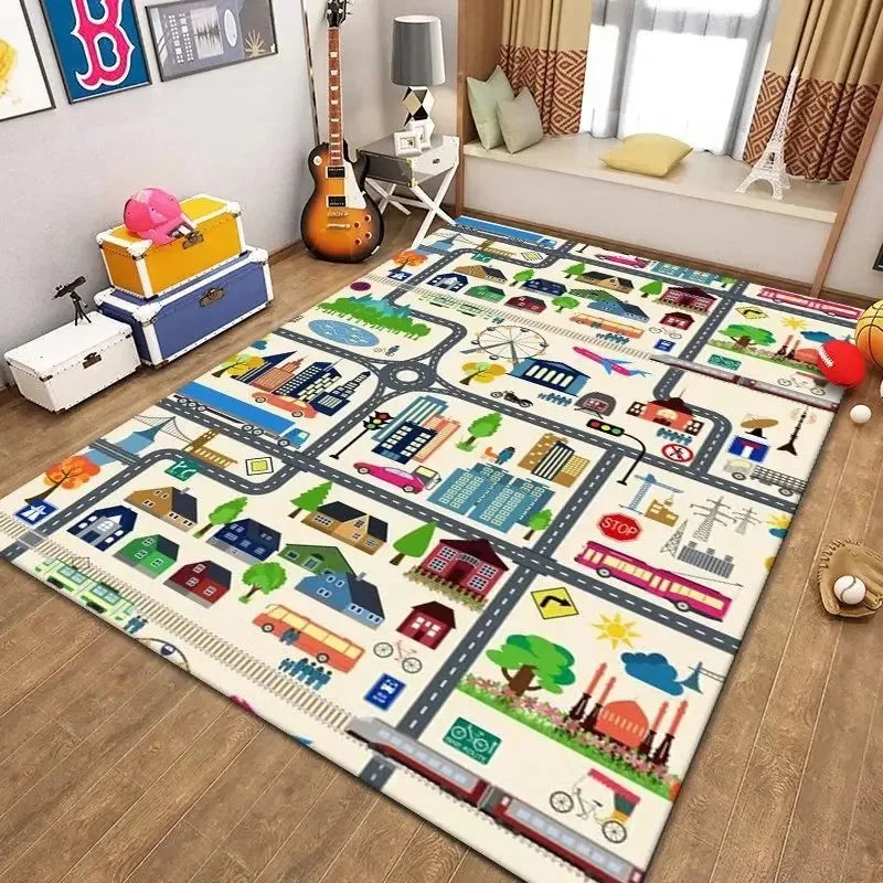 Anti-Fall & Anti-Slip Baby Crawling Mat with City Map Design