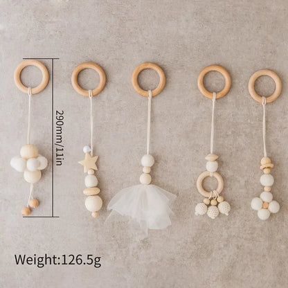 Wooden Rocket Baby Gym Frame with Montessori Celestial Toys