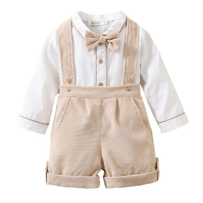 Toddler Boy Suspender Pants & White Shirt Set