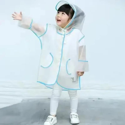 Kids Waterproof Clear Rain Poncho – Lightweight School Raincoat