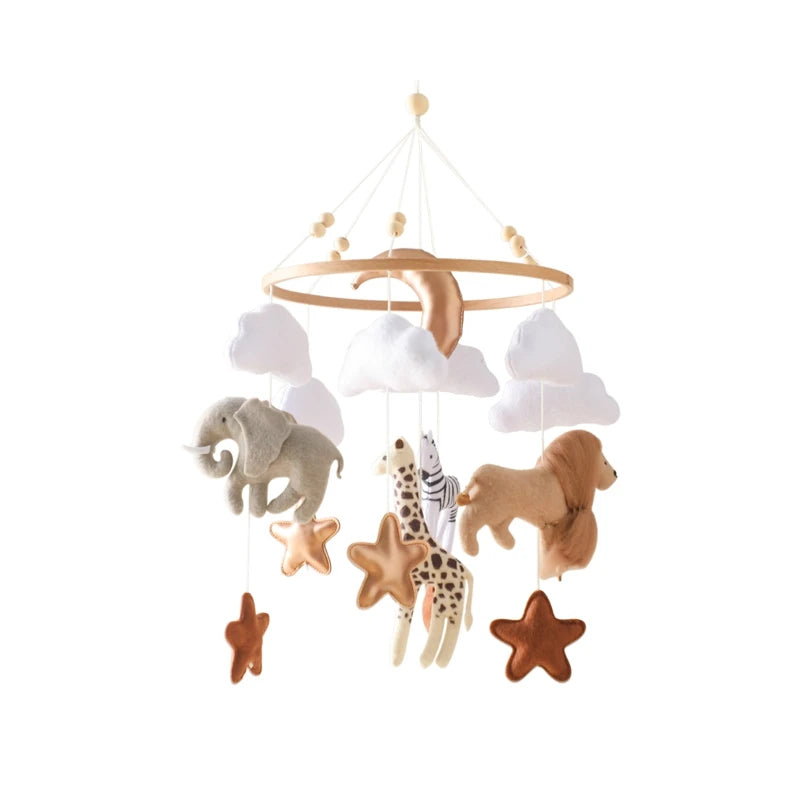 Soft Felt & Wooden Animal Baby Crib Mobile with Music