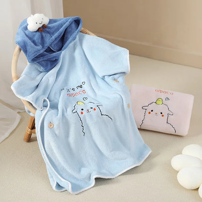 Children's Quick-Dry Hooded Bath Towel Poncho