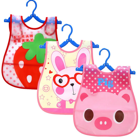 3-Pack Sleeveless Baby Bib Aprons | Waterproof Cartoon Feeding Set
