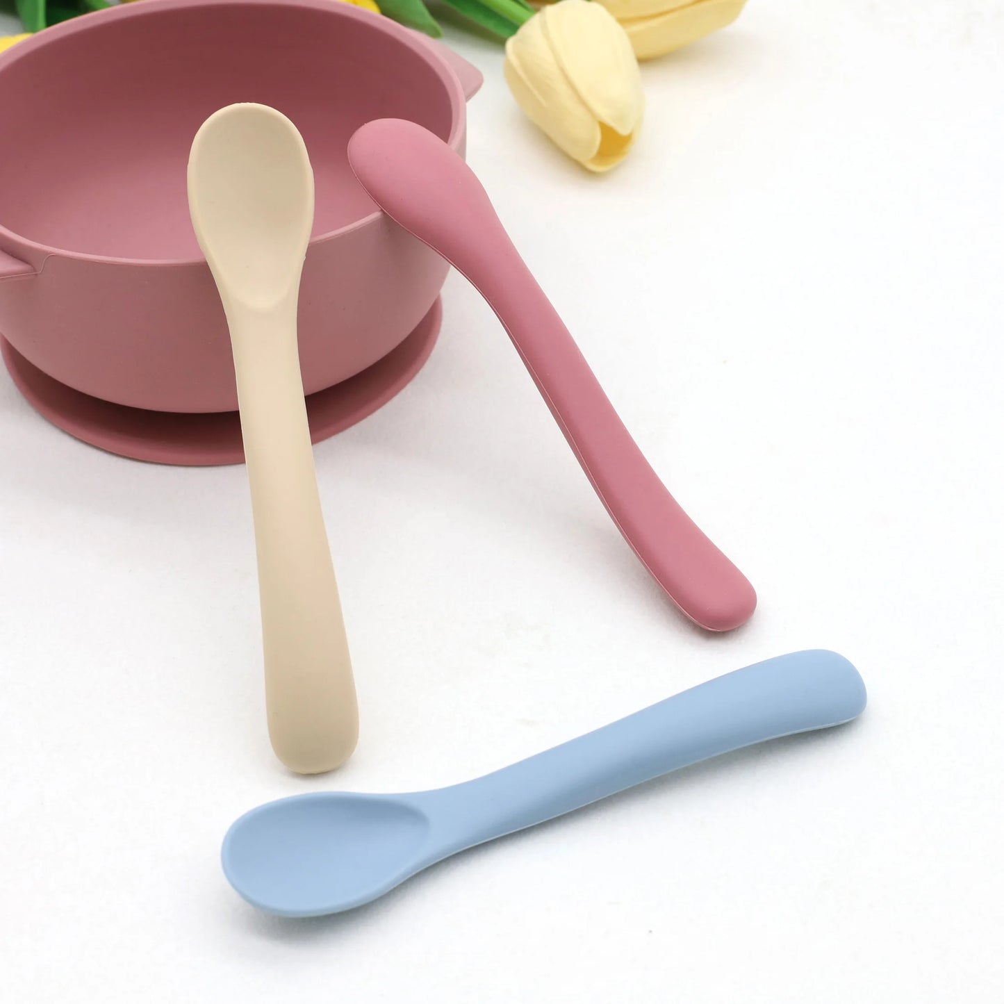 3Pcs Soft Silicone Baby Spoons