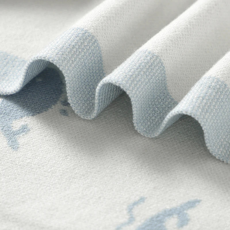 Super Soft Knitted Whale Baby Blanket & Swaddle (90x70cm)