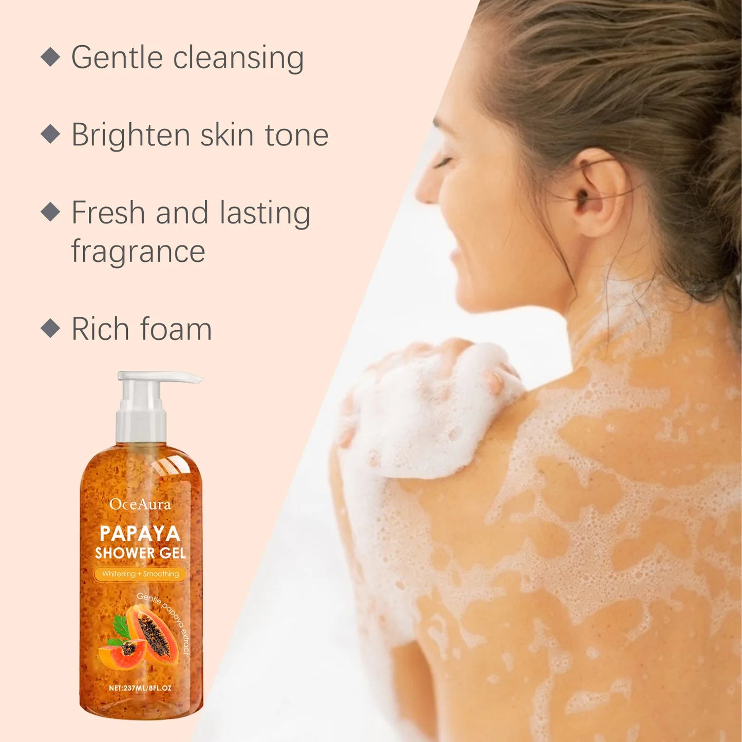 Papaya Shower Gel-Fade Pigmentation- Lasting Aroma Hydrates and Refreshing Body Wash