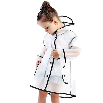 Kids Waterproof Clear Rain Poncho – Lightweight School Raincoat