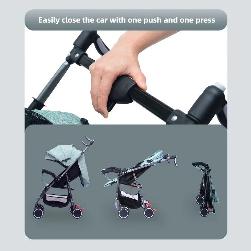 New One-Button Folding Stroller with Shock Absorption