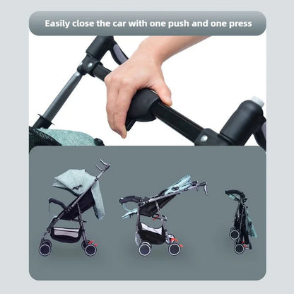 New One-Button Folding Stroller with Shock Absorption