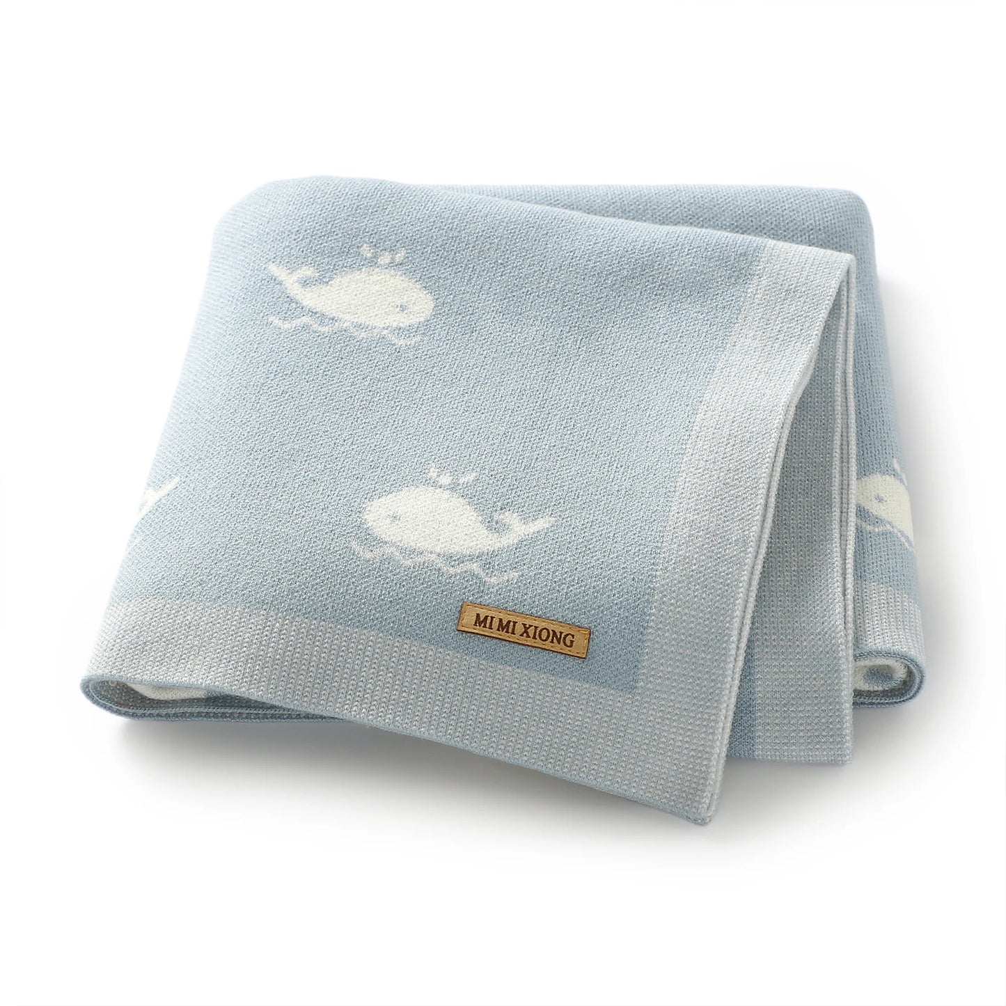 Super Soft Knitted Whale Baby Blanket & Swaddle (90x70cm)