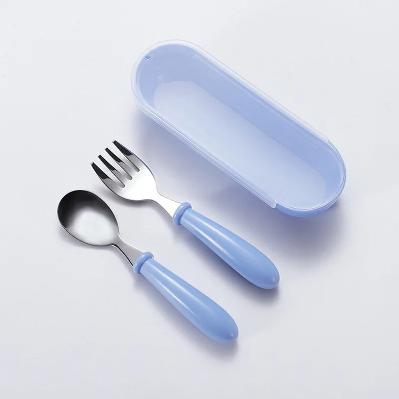 Kids' Fun Stainless Steel Feeding Utensils (Spoon & Fork)