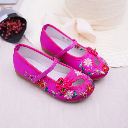Children's Traditional Embroidery Floral Show Shoes