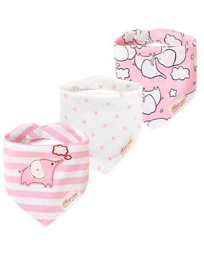 Comfy & Adjustable 3-Pack Cotton Baby Feeding Bibs