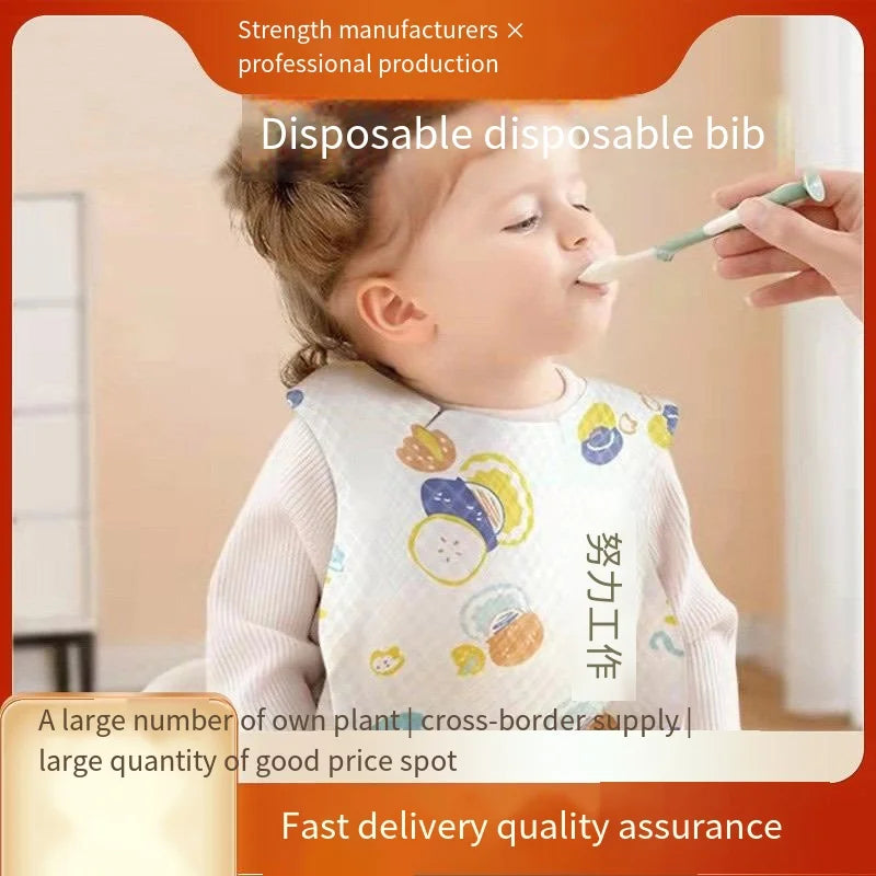 50-Pack Disposable Baby Bibs | Waterproof Cartoon Bear Travel Set