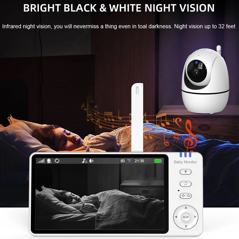 Wireless Baby Monitor (5-Inch) with VOX Wake Up & Pan/Tilt Camera