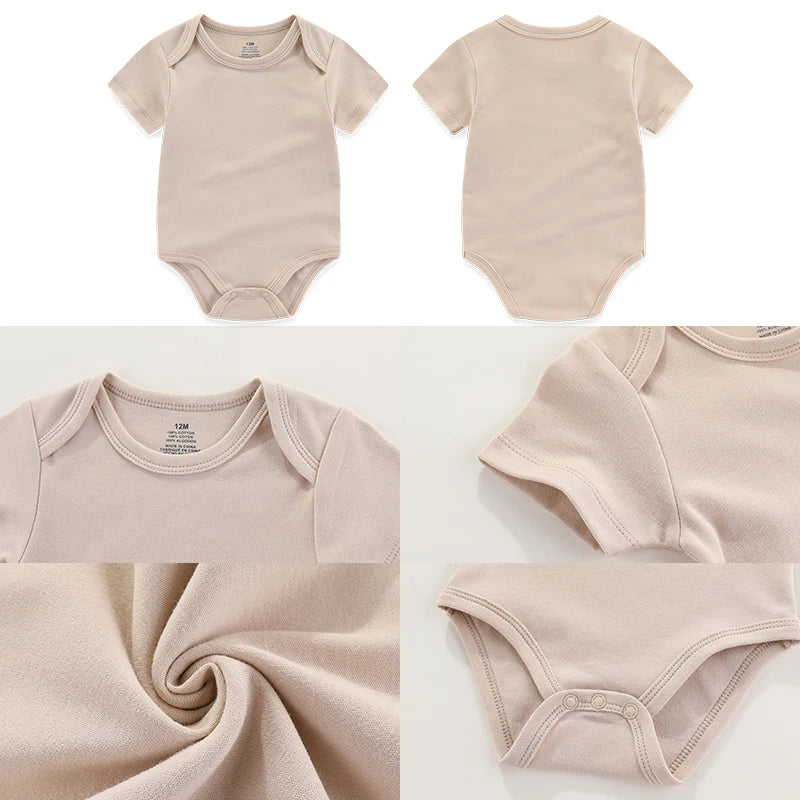 Minimalist Fashion 100% Cotton Short Sleeve Baby Pajamas (Set Of 5)