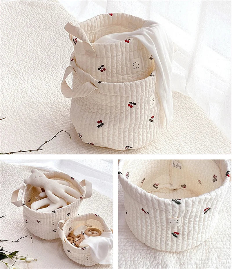 Embroidered Cotton Crib Diaper & Toy Organizer Bag