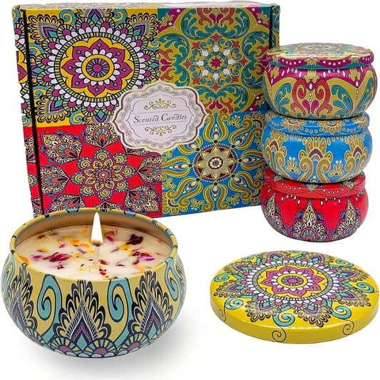 4-Piece Scented Candle Gift Set – Handcrafted Candles for Relaxation, Yoga & Bath Time