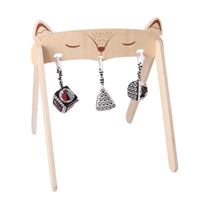 Wooden Rocket Baby Gym Frame with Montessori Celestial Toys