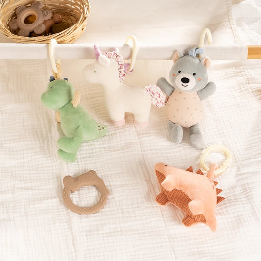 Cartoon Animal Baby Stroller Bed Hanging Toy for Boys Girls Rattles Soothing Toy Newborn Gifts Toddlers Early Educational Toys