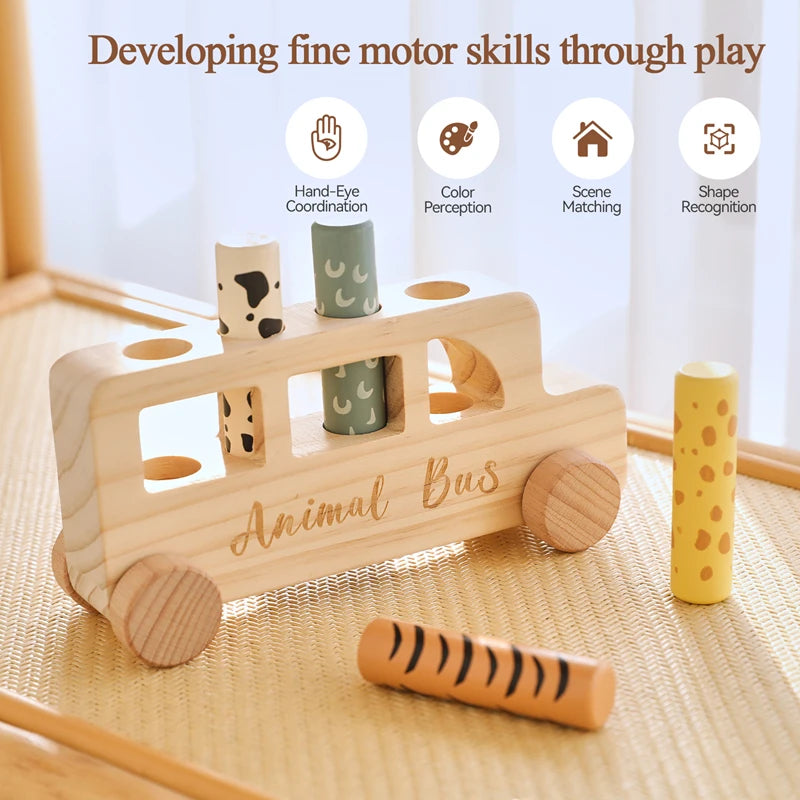 Wooden Push & Bouncing Toy Set