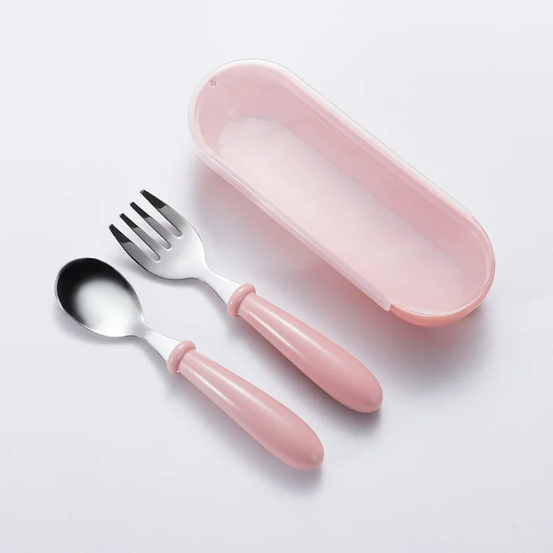 Kids' Fun Stainless Steel Feeding Utensils (Spoon & Fork)