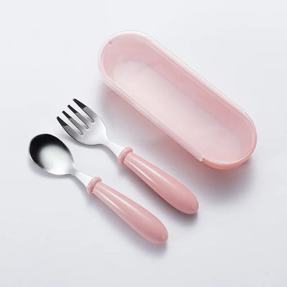 Kids' Fun Stainless Steel Feeding Utensils (Spoon & Fork)