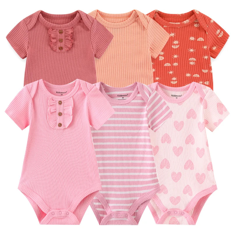 Cute Cartoon & Solid Color Bodysuits for Baby Boys & Girls