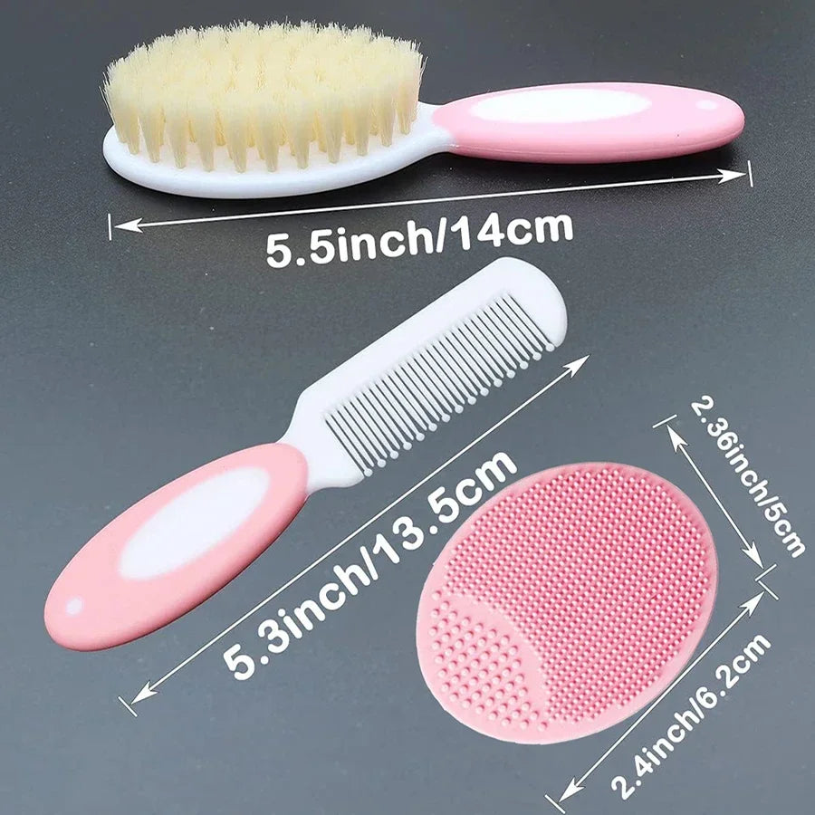 Soft Silicone & Bristle Baby Hair Care Set | Cradle Cap Brush