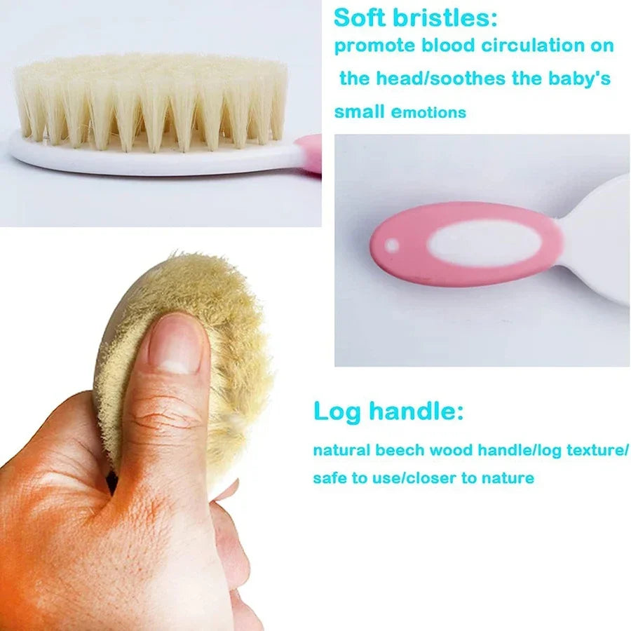 Soft Silicone & Bristle Baby Hair Care Set | Cradle Cap Brush