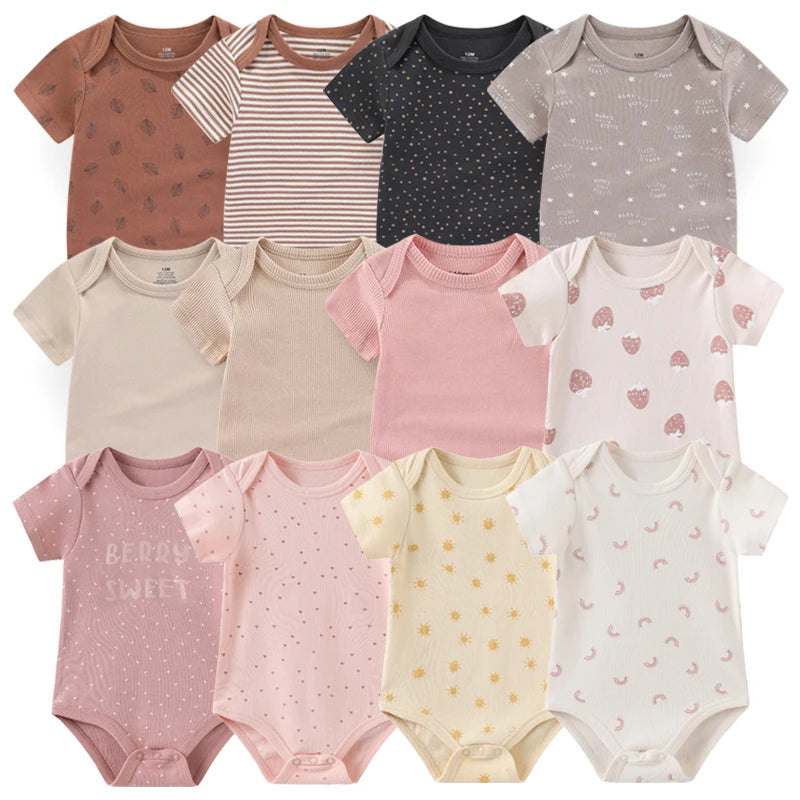 Cute Cartoon & Solid Color Bodysuits for Baby Boys & Girls