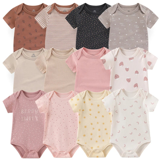 Cute Cartoon & Solid Color Bodysuits for Baby Boys & Girls