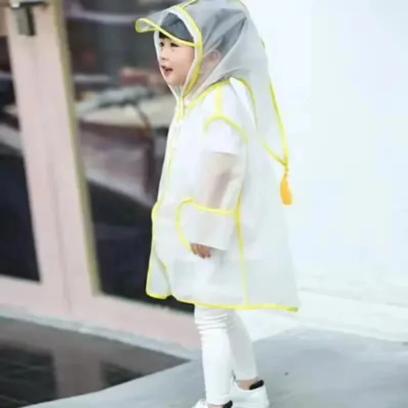 Kids Waterproof Clear Rain Poncho – Lightweight School Raincoat