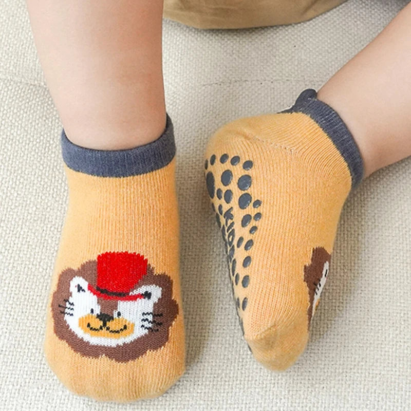 6-Pack Cute Cartoon Anti-Slip Socks for Toddlers & Kids