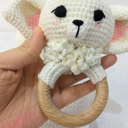 Knitted Lovely Animal Rattle Baby Comforter