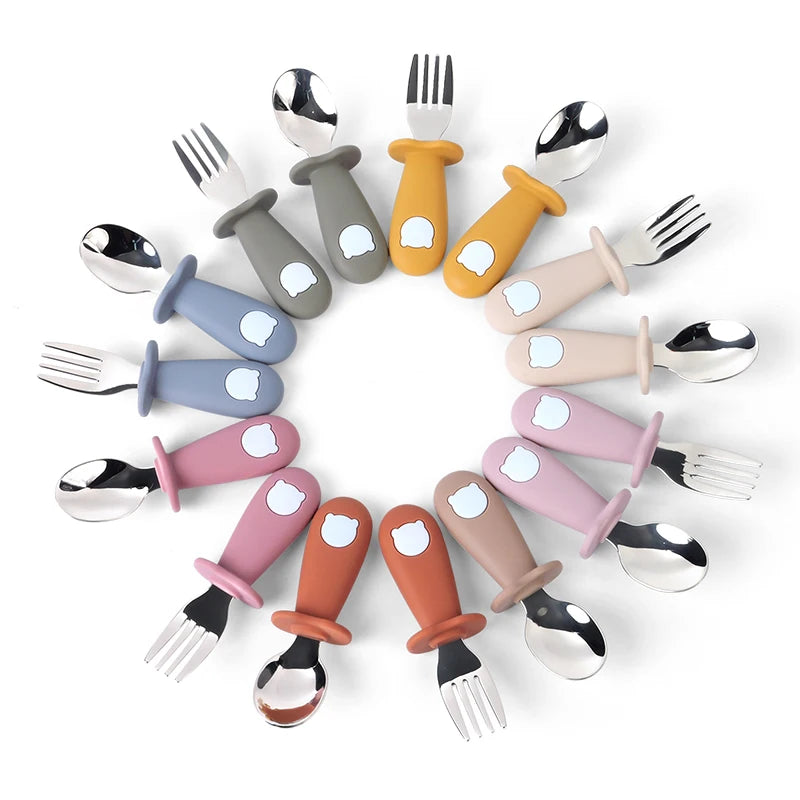 Baby Feeding Solid Food Spoon Fork Set