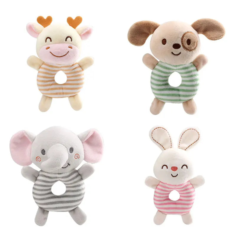 Plush Cartoon Animal Baby Rattle & Hand Ring Toy (0-24 Months)