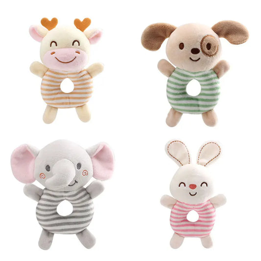 Plush Cartoon Animal Baby Rattle & Hand Ring Toy (0-24 Months)