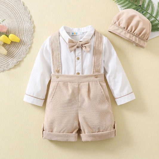 Toddler Boy Suspender Pants & White Shirt Set