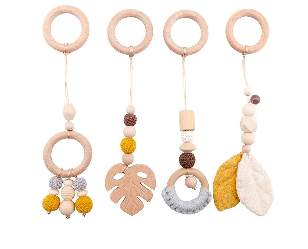 Wooden Rocket Baby Gym Frame with Montessori Celestial Toys