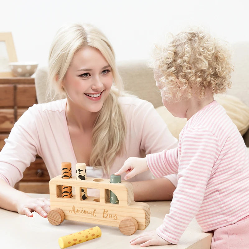 Wooden Push & Bouncing Toy Set