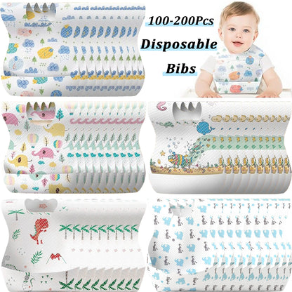 100-Pack Disposable Baby Bibs | Individually Wrapped for Travel