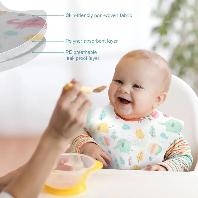 100-Pack Disposable Baby Bibs | Individually Wrapped for Travel