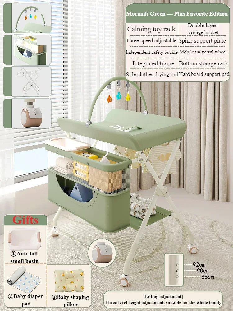 Space-Saving Folding Changing Table & Storage Center