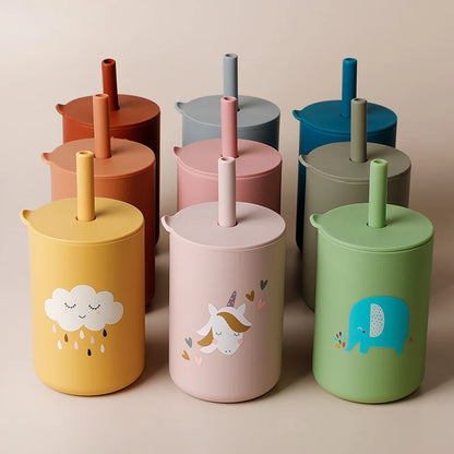 Food Grade Silicone Toddler Straw Sippy Cup