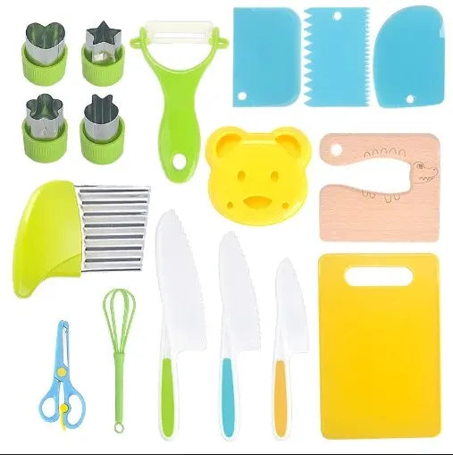 Kids Safety Cooking Cutter Set - Plastic Knives & Peeler Tools